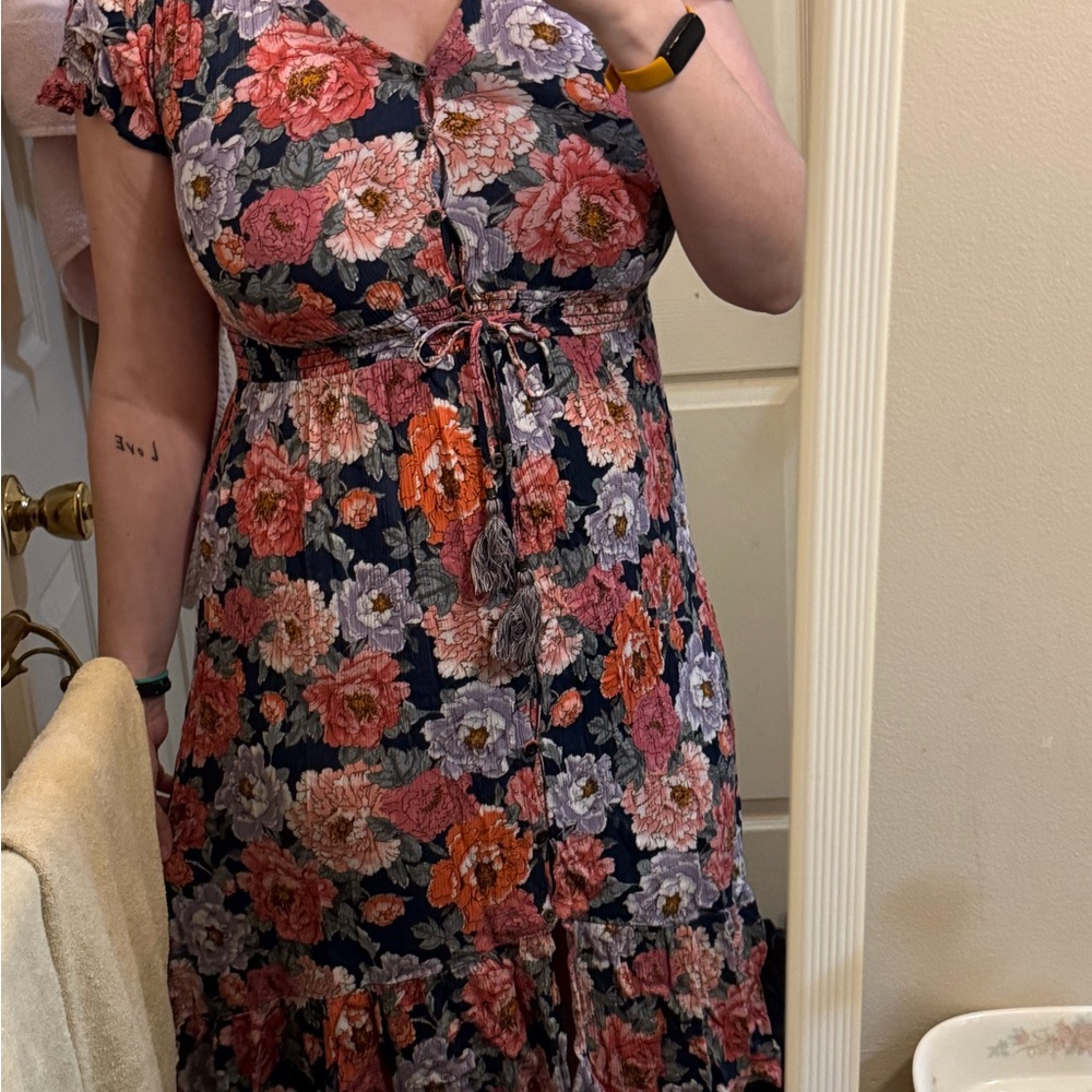 Knox Rose Blue and Pink Tie Front Maxi Dress